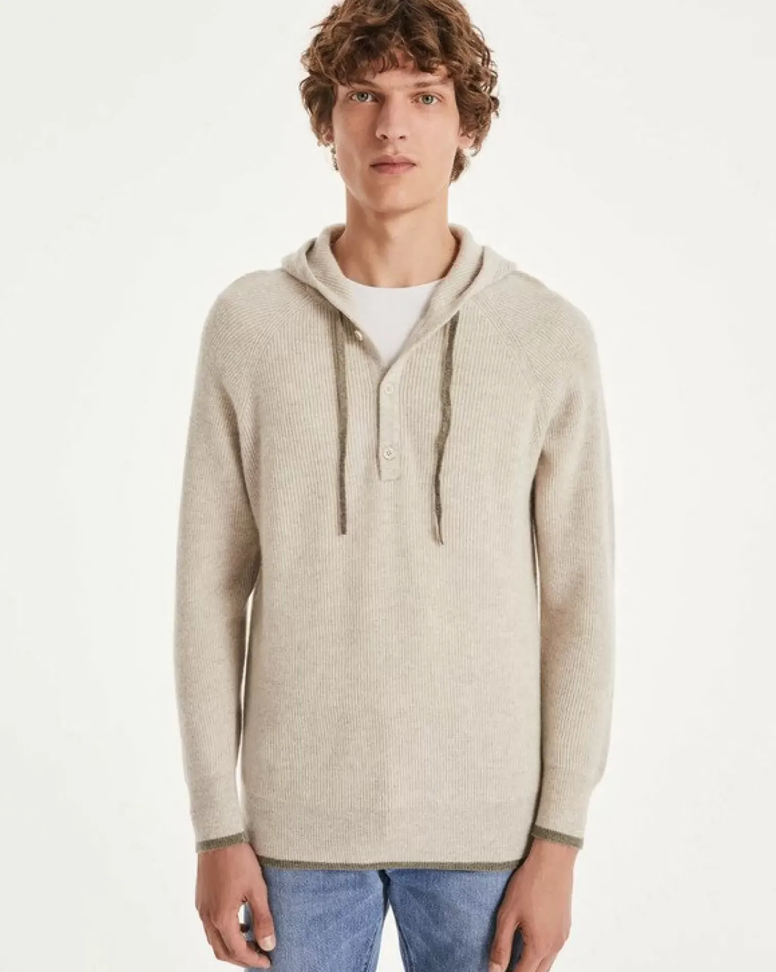 Kujten Hoodies>Men Cashmere Hoodie Avoine