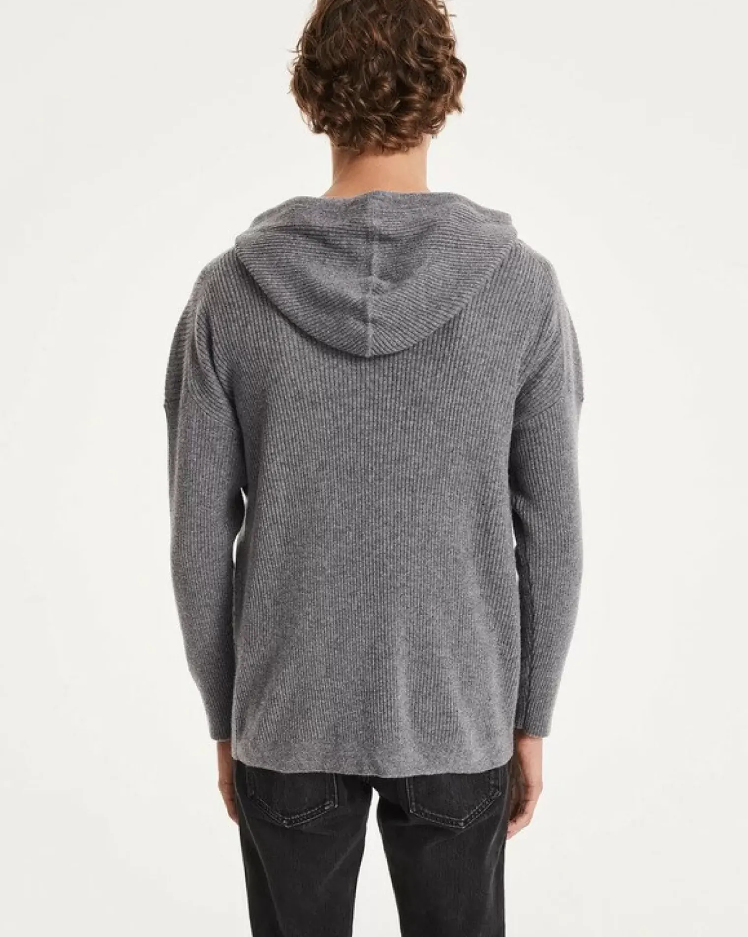 Kujten Hoodies>Men Cashmere Hoodie Gris Flanelle