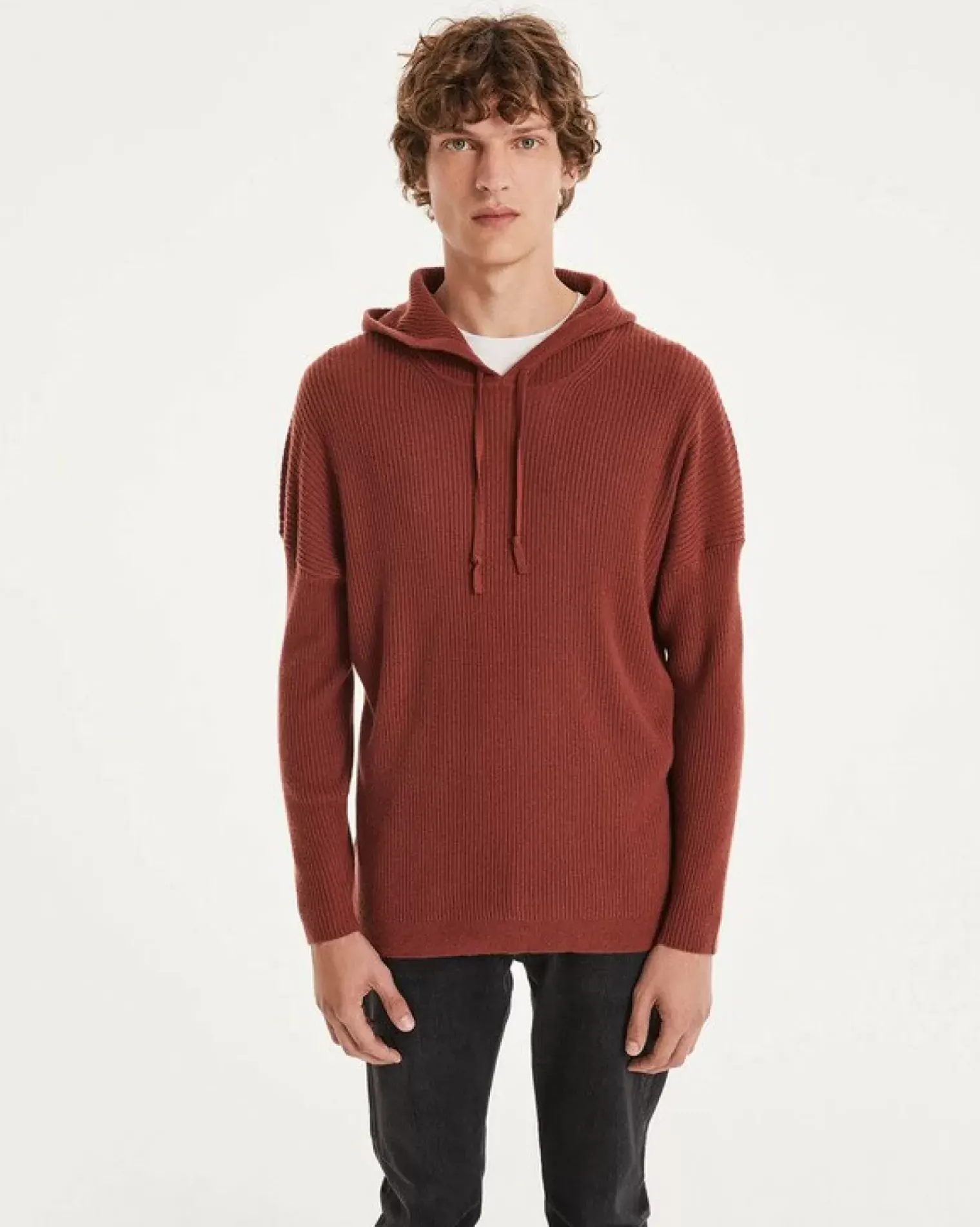 Kujten Hoodies>Men Cashmere Hoodie Bordeaux Sienne