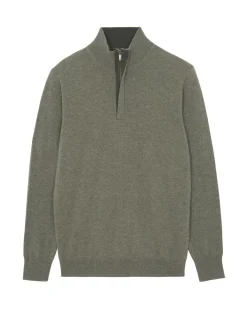 Kujten Sweaters & Sweatshirts>Men Cashmere Sweater , 2-Threads Kaki Chine