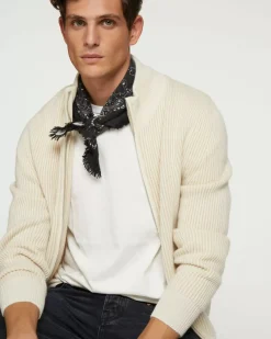 Kujten Jackets & Vests>Men Cashmere Trucker Neck Cardigan, 4-Threads Organique