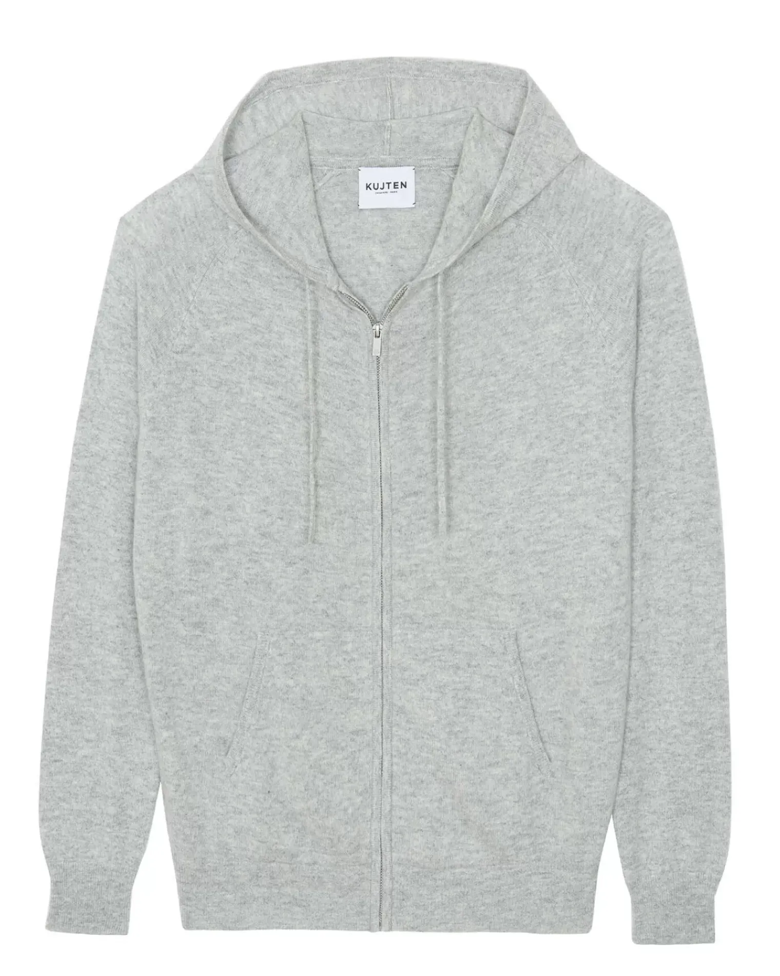 Kujten Hoodies>Men Cashmere Vest With Zipped Hood Gris Clair