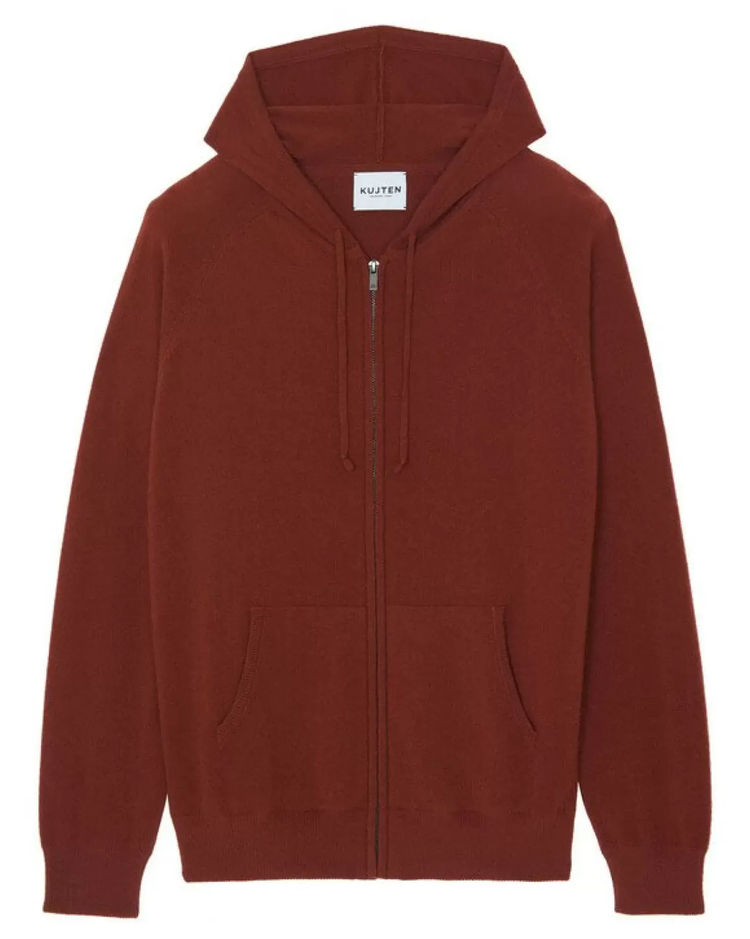 Kujten Hoodies>Men Cashmere Vest With Zipped Hood Bordeaux Sienne