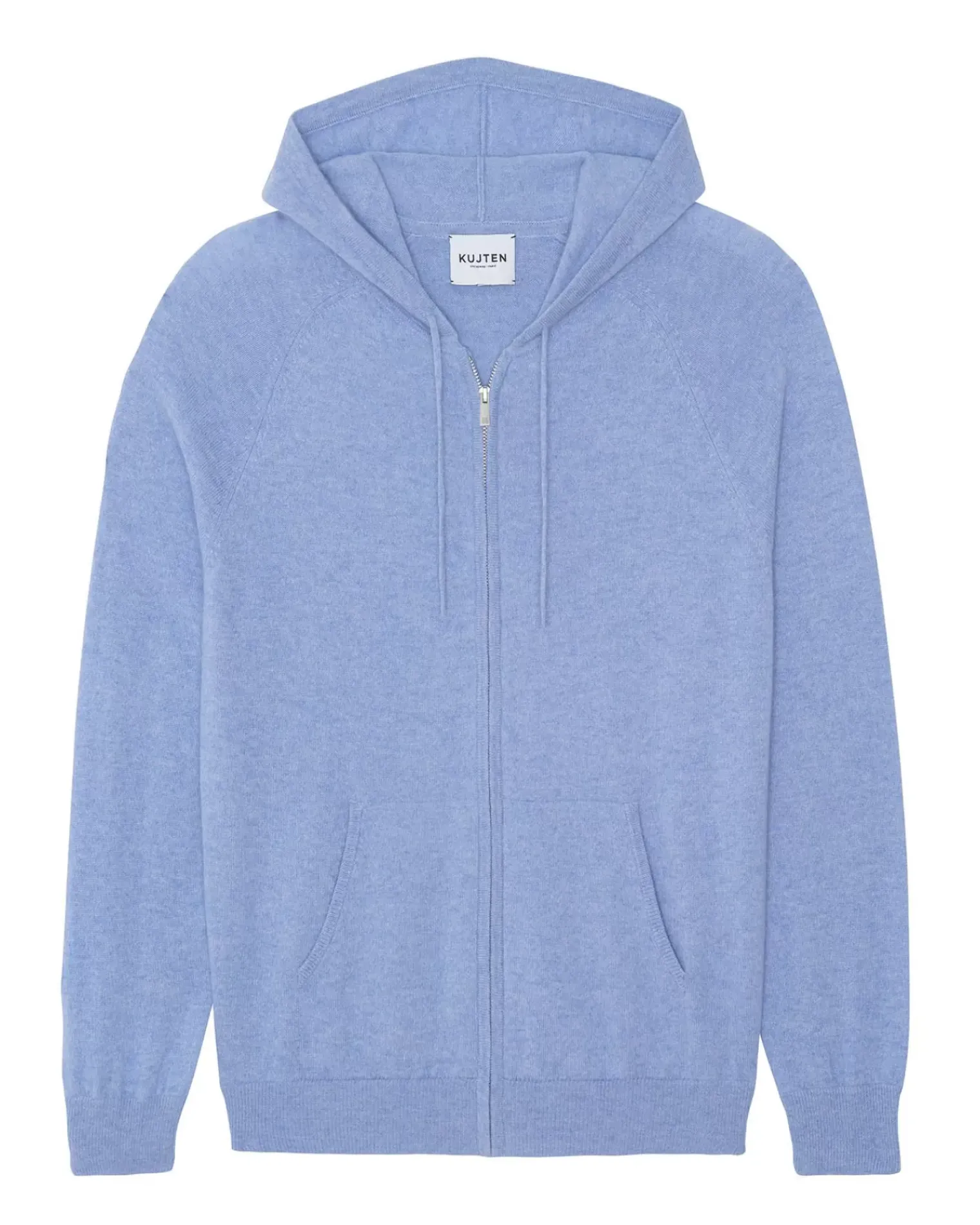 Kujten Hoodies>Men Cashmere Vest With Zipped Hood Ciel