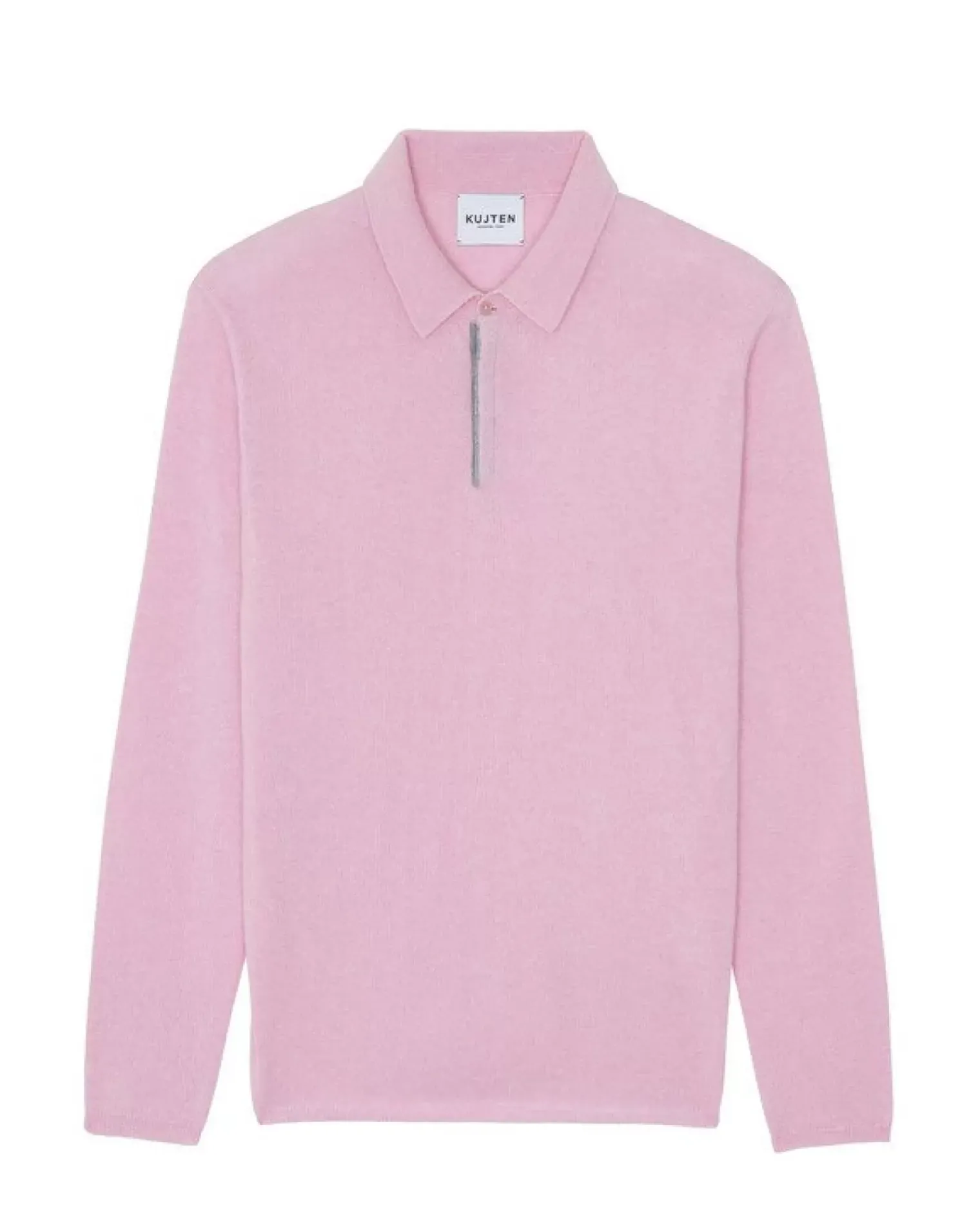 Kujten Sweaters & Sweatshirts>Men Long Sleeved Cashmere Polo Candy Pink