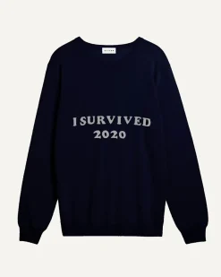 Kujten Sweaters & Sweatshirts>Men Long Sleeves Round Neck Cashmere Sweater Bleu Marine Fonce