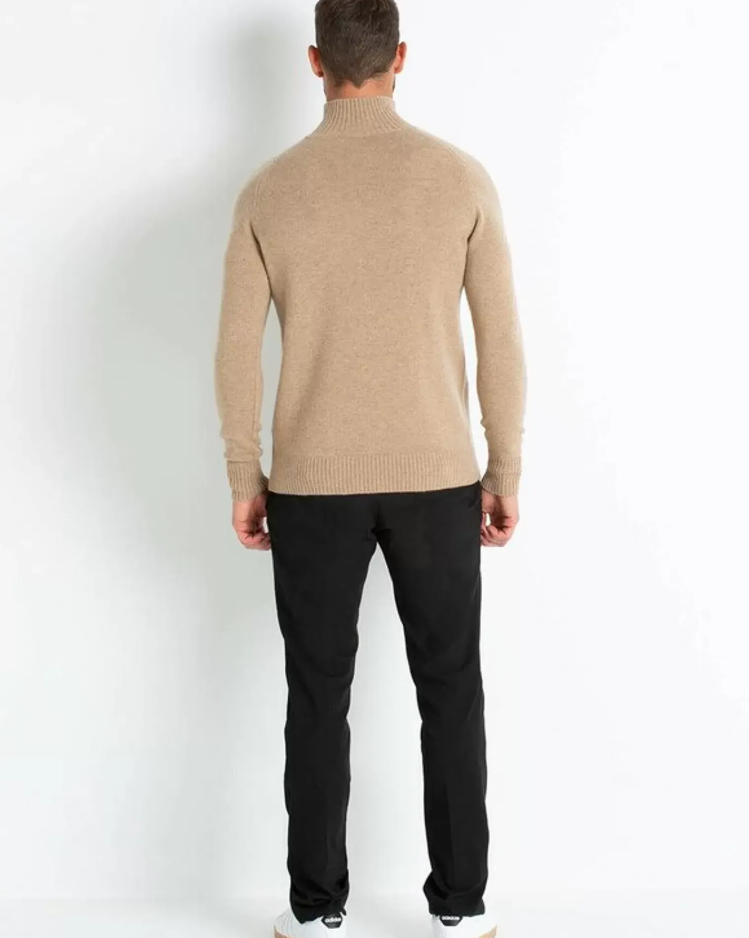 Kujten Sweaters & Sweatshirts>Men Plain High-Neck Cashmere Sweater Beige Chameau