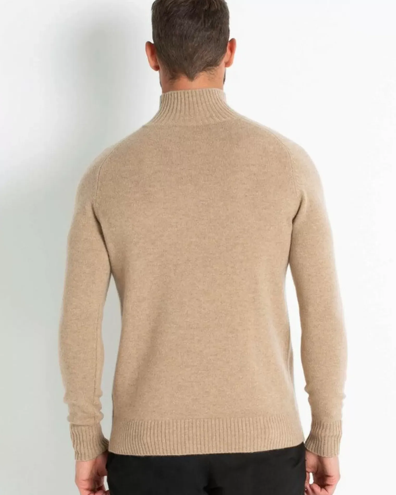 Kujten Sweaters & Sweatshirts>Men Plain High-Neck Cashmere Sweater Beige Chameau
