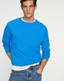 Kujten Sweaters & Sweatshirts>Men Round Neck Cashmere Sweater Bleu Kabalos