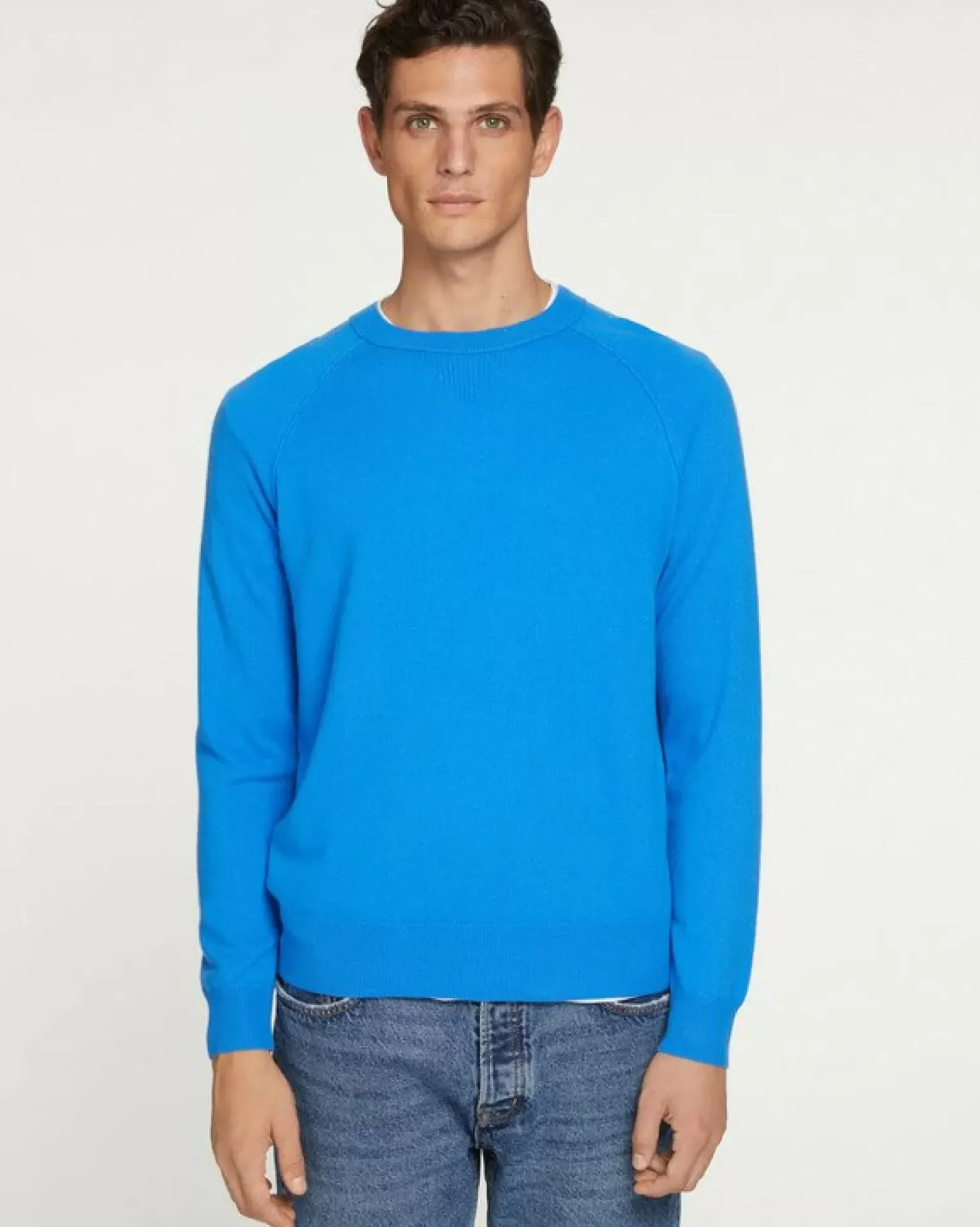 Kujten Sweaters & Sweatshirts>Men Round Neck Cashmere Sweater Bleu Kabalos