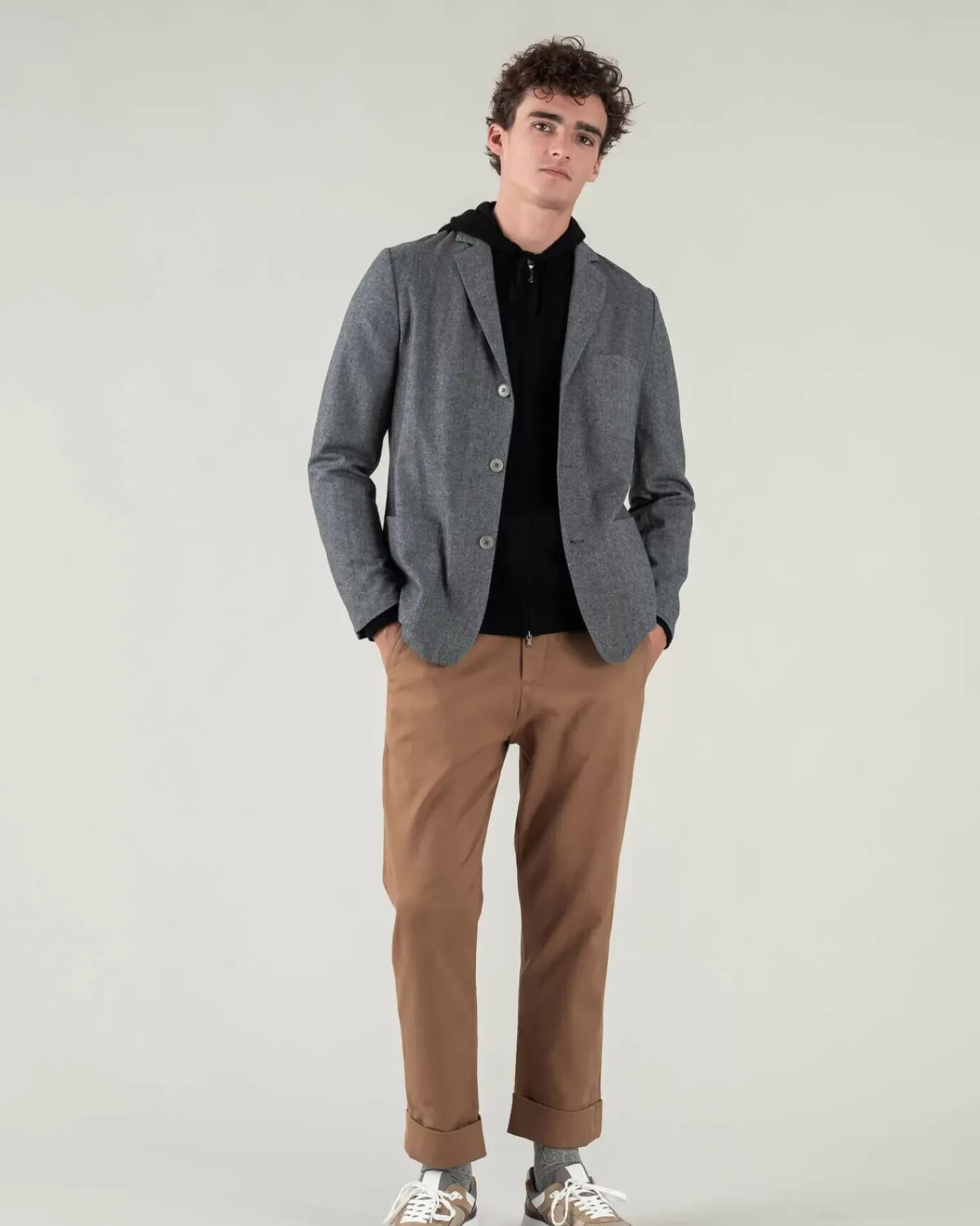 Kujten Coats>Men Shawl Collar Cashmere Blazer Jacket Gris Square