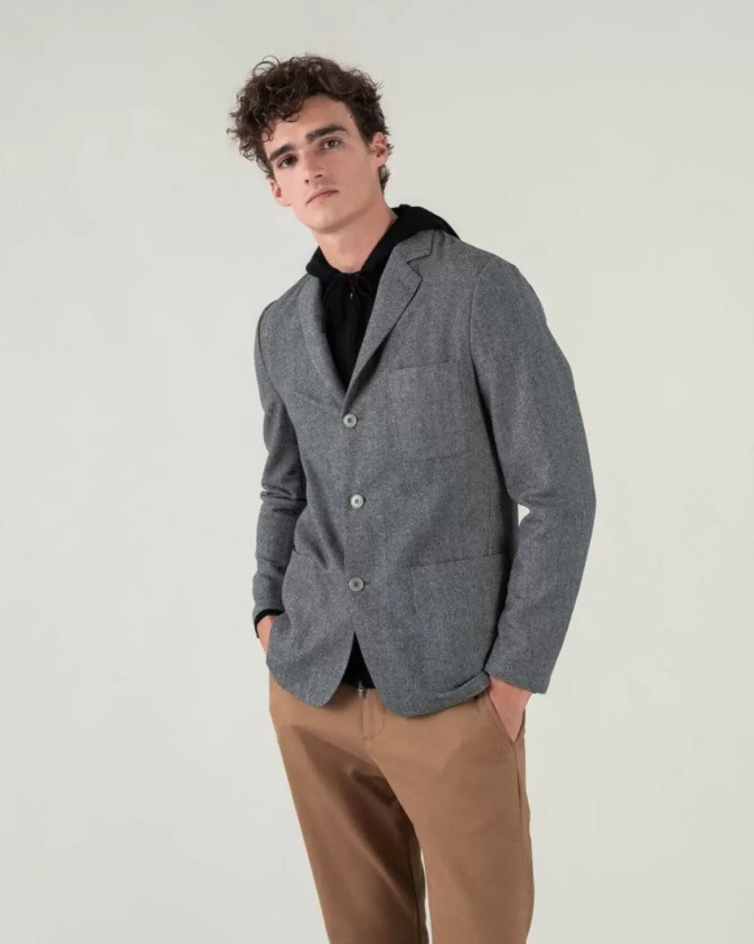 Kujten Coats>Men Shawl Collar Cashmere Blazer Jacket Gris Square