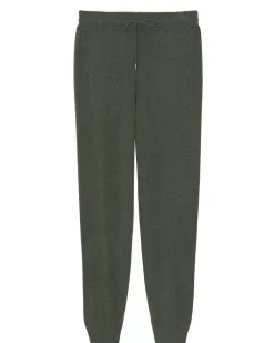 Kujten Joggings & Shorts>Men Straight Cut Cashmere Jogging Kaki Fonce