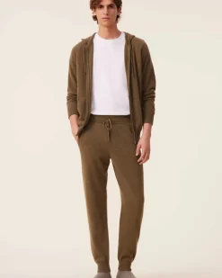 Kujten Joggings & Shorts>Men Straight Cut Cashmere Joggers, 2-Threads Kaki Scout