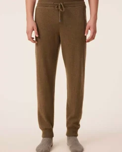 Kujten Joggings & Shorts>Men Straight Cut Cashmere Joggers, 2-Threads Kaki Scout