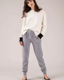Kujten Joggings & Leggings>Men Straight Cut Cashmere Jogging Gris Chine