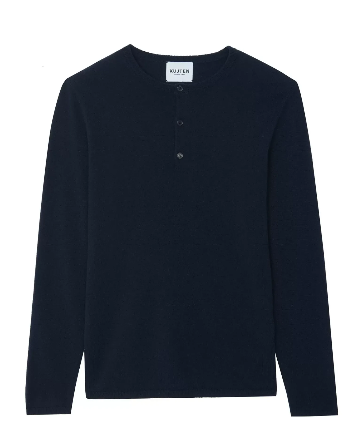 Kujten Sweaters & Sweatshirts>Men Tunisian Collar Cashmere Sweater Bleu Marine Fonce