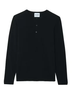 Kujten Sweaters & Sweatshirts>Men Tunisian Collar Cashmere Sweater Noir
