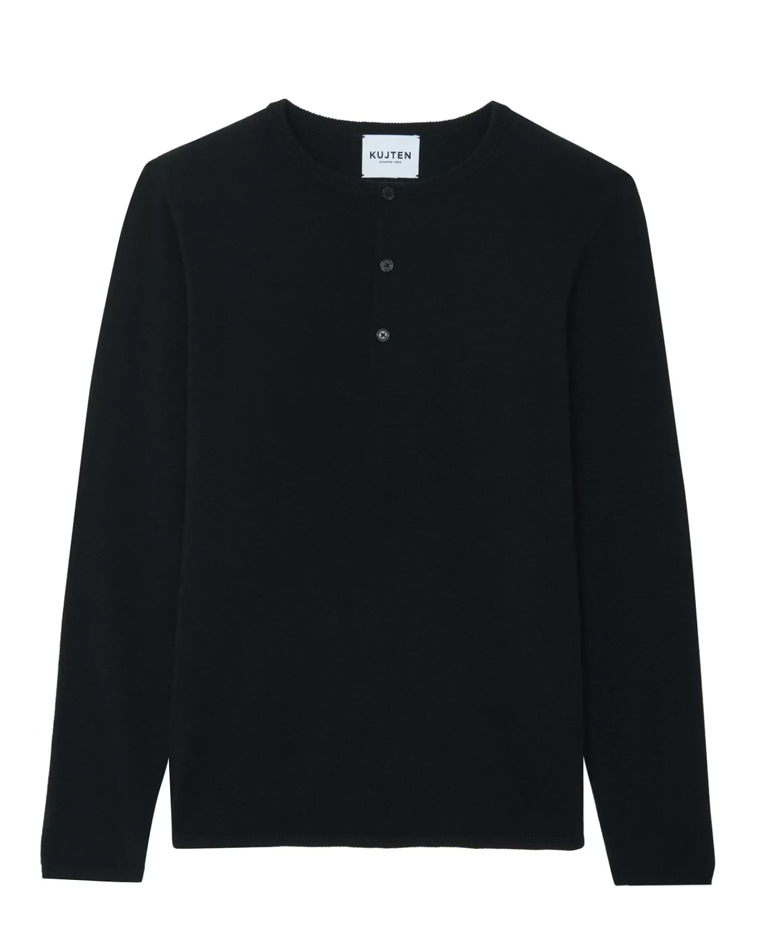 Kujten Sweaters & Sweatshirts>Men Tunisian Collar Cashmere Sweater Noir