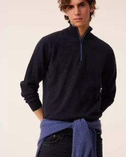 Kujten Sweaters & Sweatshirts>Men Turtleneck Cashmere Sweater, 2-Threads Ocean
