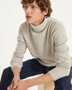 Kujten Sweaters & Sweatshirts>Men Turtleneck Cashmere Sweater Gris Bouleau