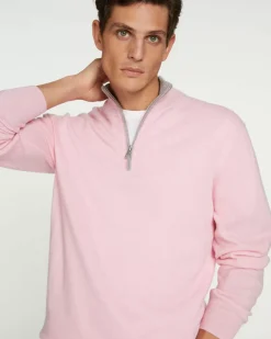 Kujten Sweaters & Sweatshirts>Men Turtleneck Cashmere Sweater Candy Pink