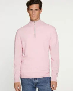 Kujten Sweaters & Sweatshirts>Men Turtleneck Cashmere Sweater Candy Pink