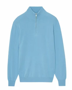 Kujten Sweaters & Sweatshirts>Men Turtleneck Cashmere Sweater Blue Ice