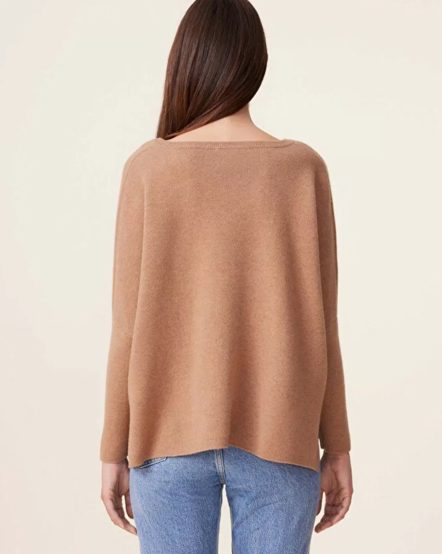 Kujten Sweaters & Sweatshirts>Milano Oversized V-Neck Cashmere Sweater, 2-Threads Camelo