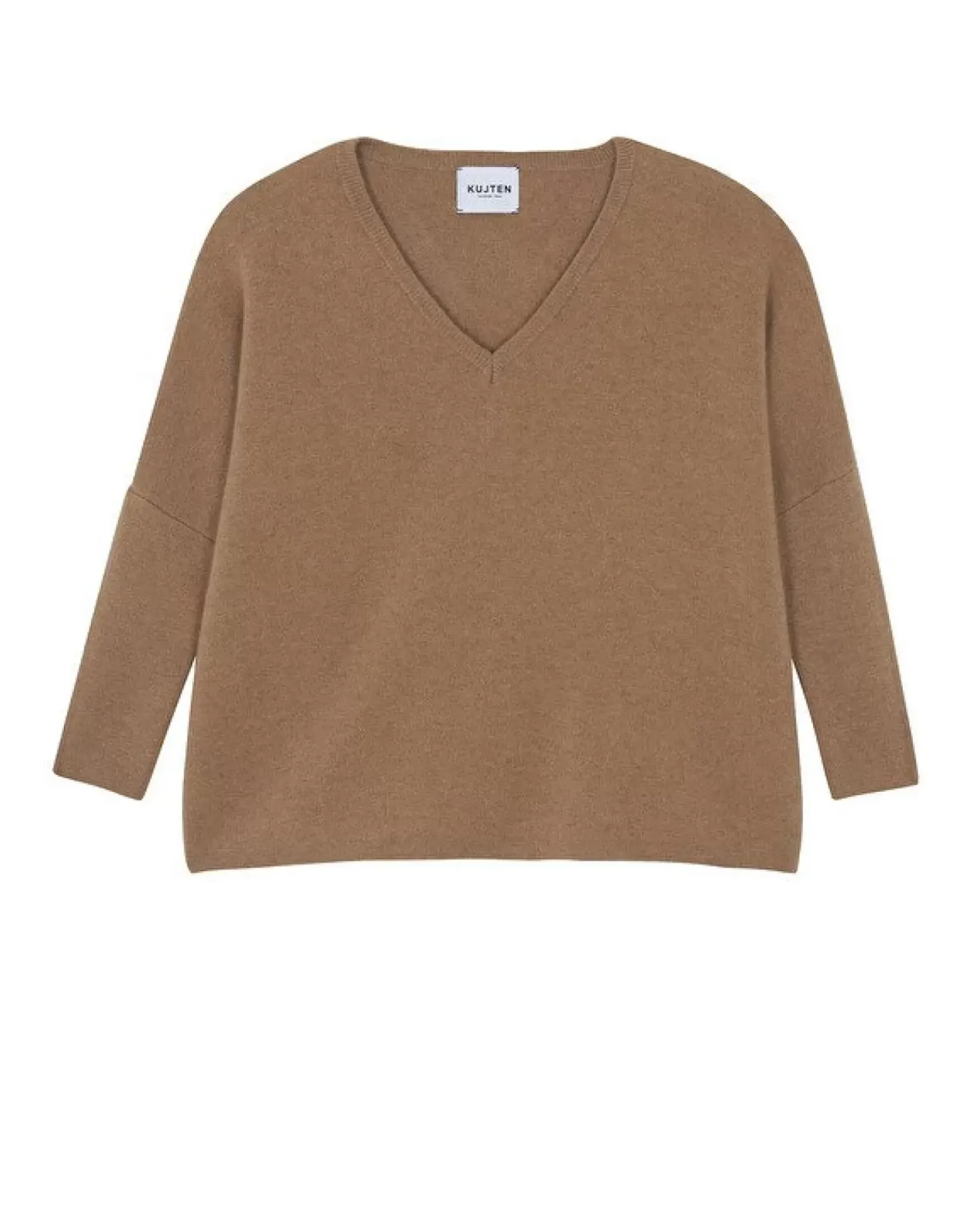 Kujten Sweaters & Sweatshirts>Milano Oversized V-Neck Cashmere Sweater, 2-Threads Camelo