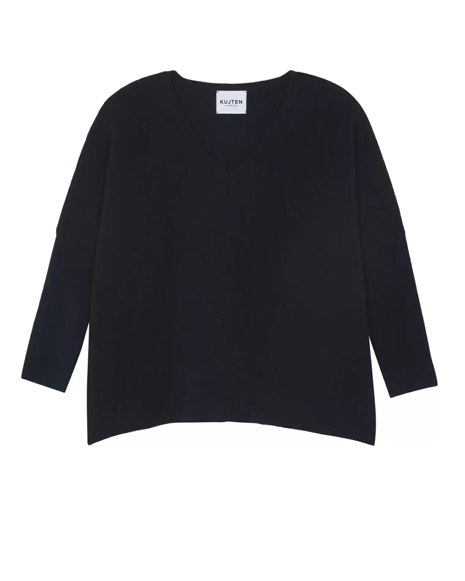 Kujten Sweaters & Sweatshirts>Milano Oversized V-Neck Cashmere Sweater, 2-Threads Bleu Marine Fonce
