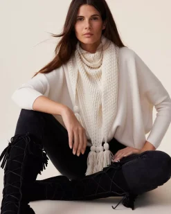 Kujten Sweaters & Sweatshirts>Milano Oversized V-Neck Cashmere Sweater, 2-Threads Blanc