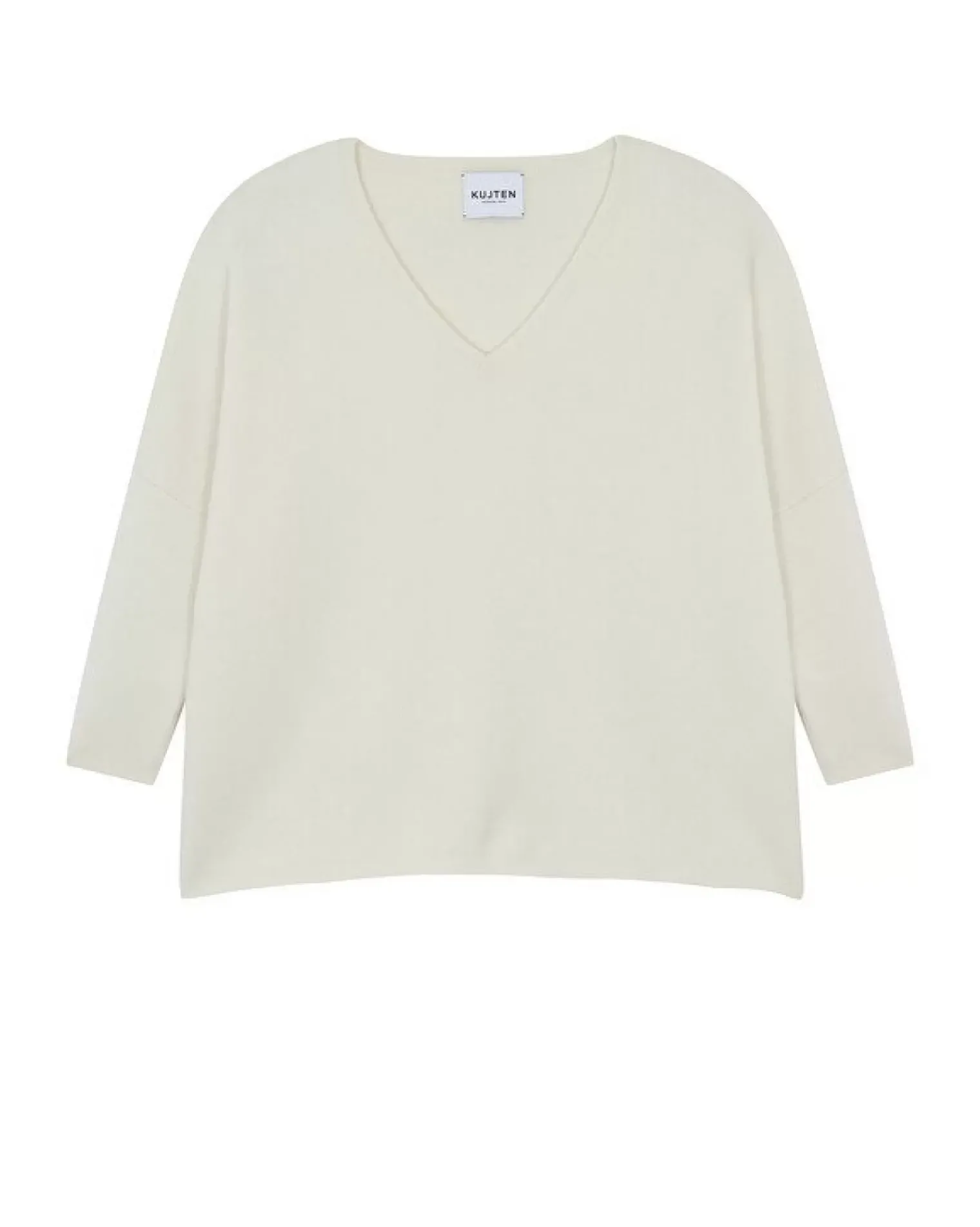 Kujten Sweaters & Sweatshirts>Milano Oversized V-Neck Cashmere Sweater, 2-Threads Blanc