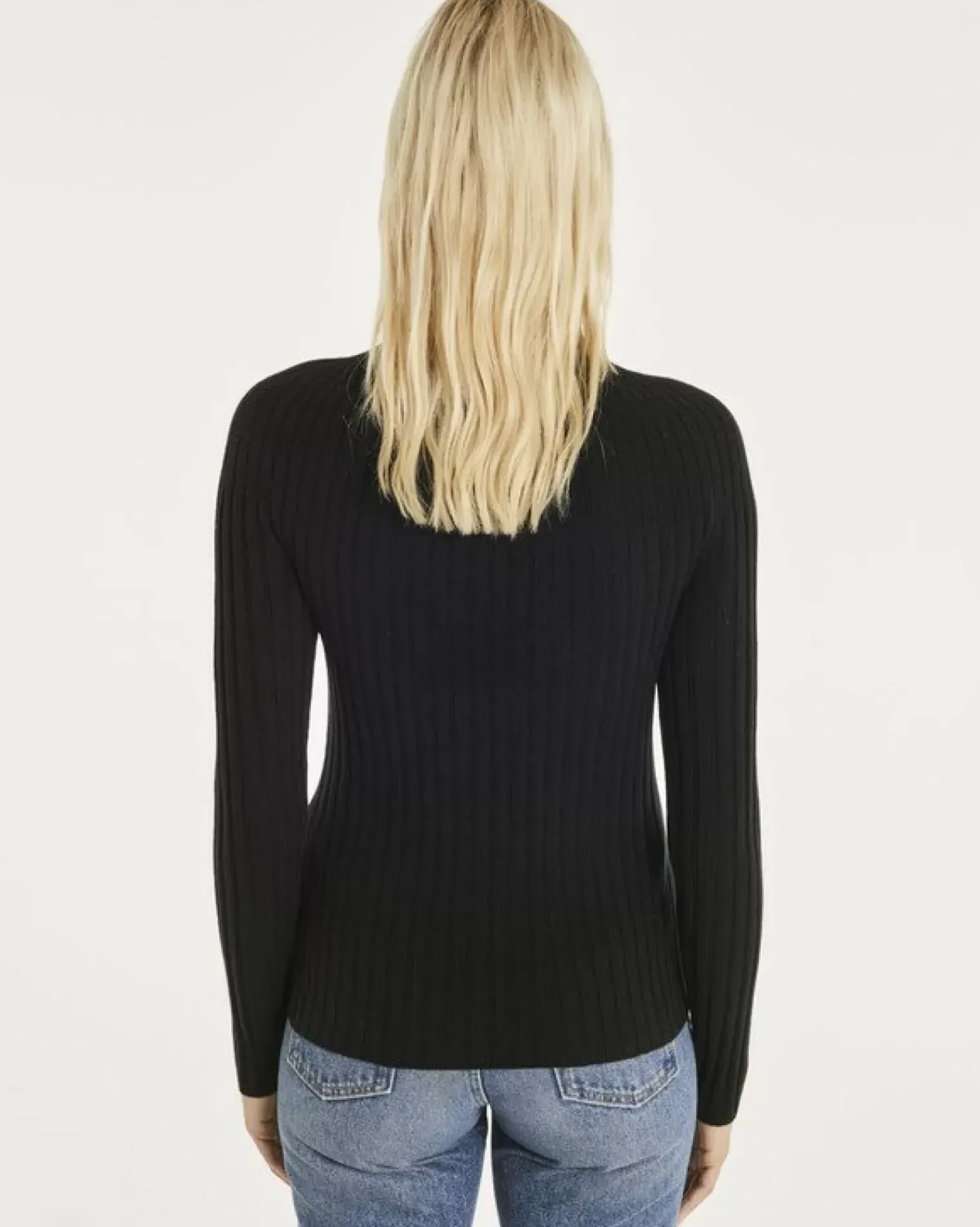 Kujten Sweaters & Sweatshirts>Mock Neck Side Women Cashmere Sweater Noir