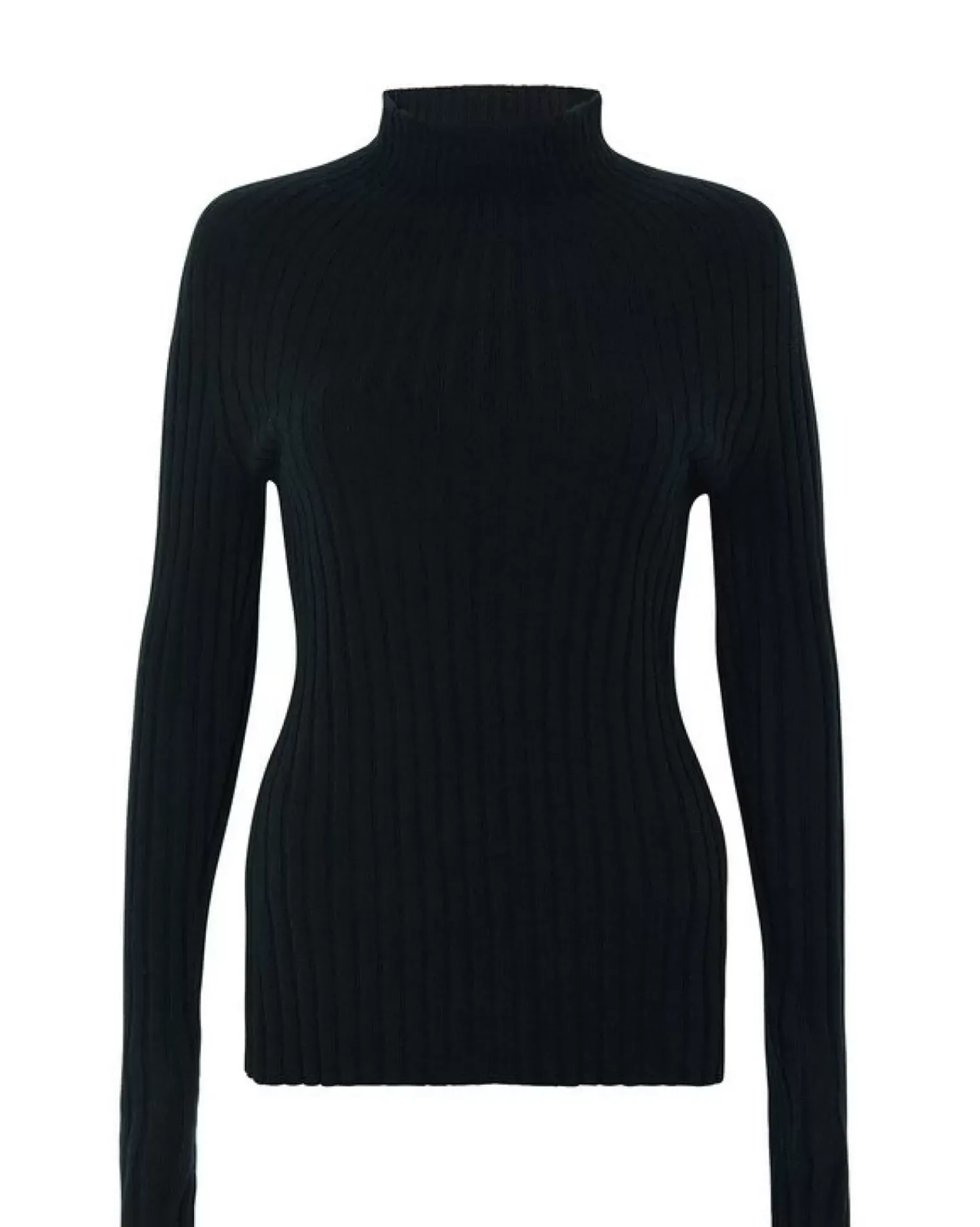 Kujten Sweaters & Sweatshirts>Mock Neck Side Women Cashmere Sweater Noir