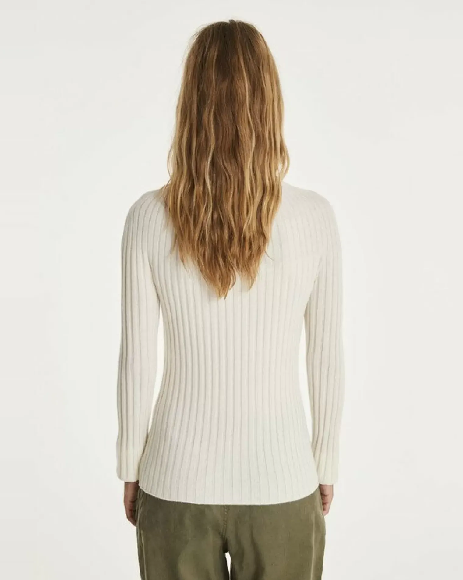 Kujten Sweaters & Sweatshirts>Mock Neck Side Women Cashmere Sweater Blanc