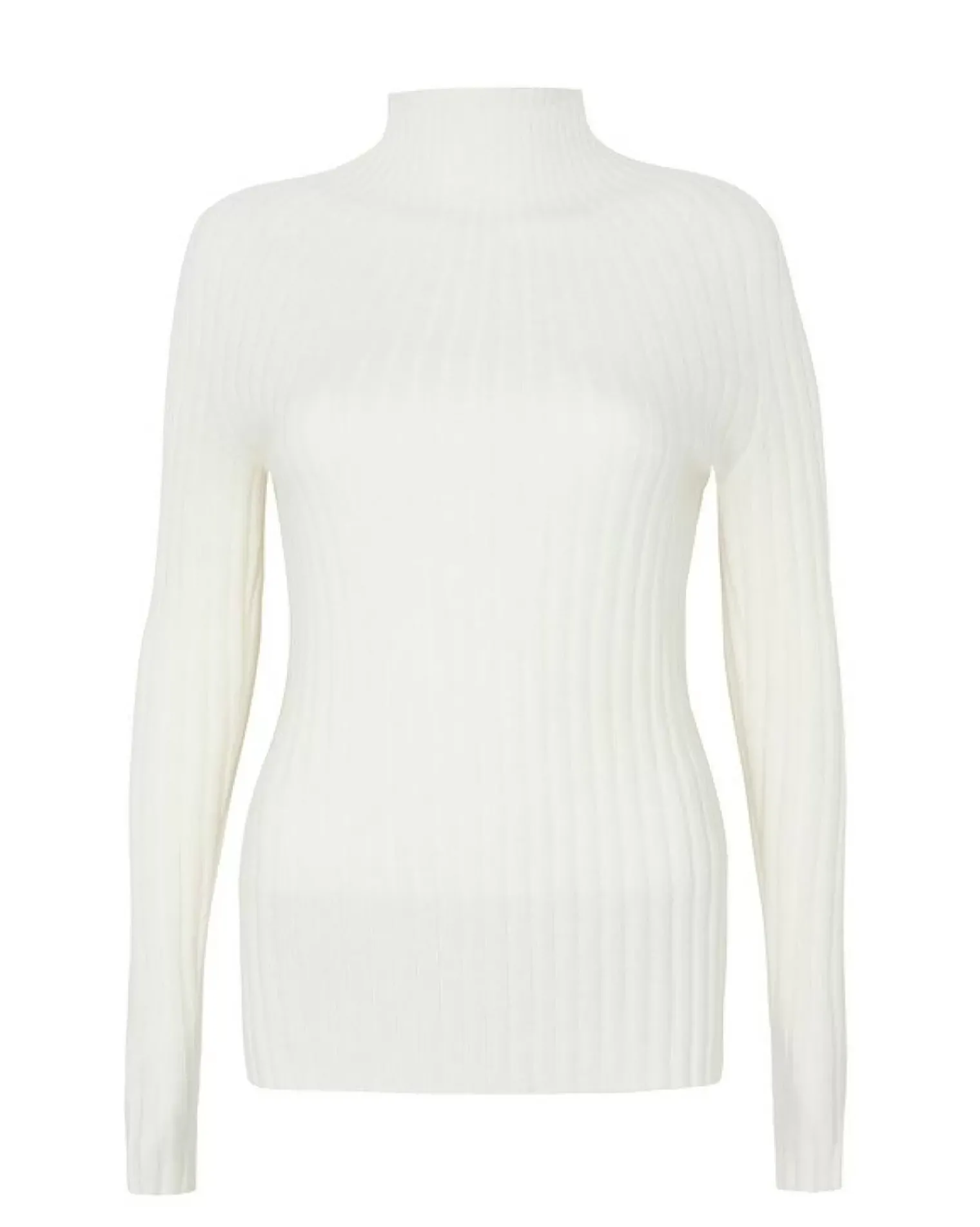 Kujten Sweaters & Sweatshirts>Mock Neck Side Women Cashmere Sweater Blanc