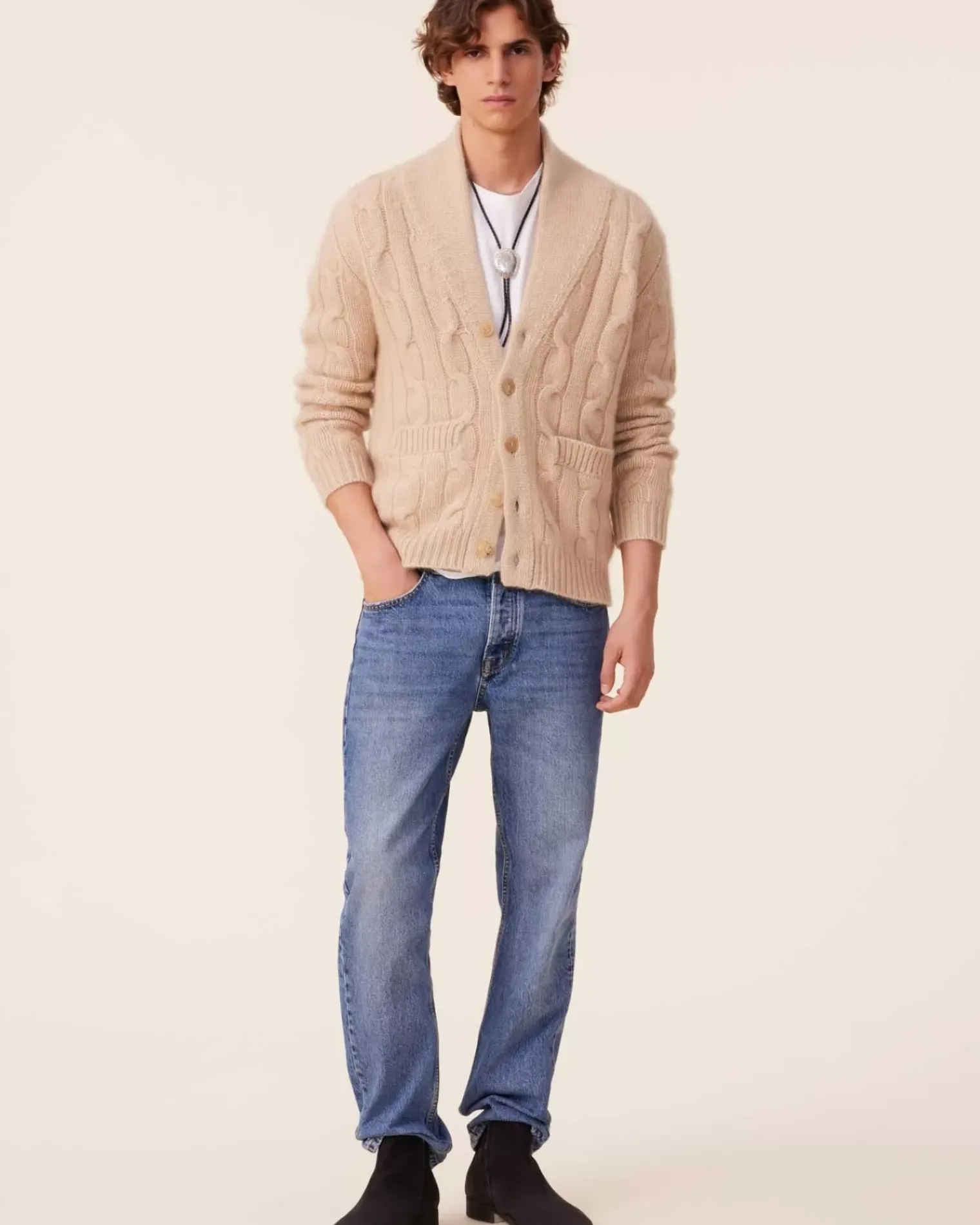 Kujten Jackets & Vests>Organic Shawl Collar Cashmere Cardigan Unisex, 14-Threads Organique