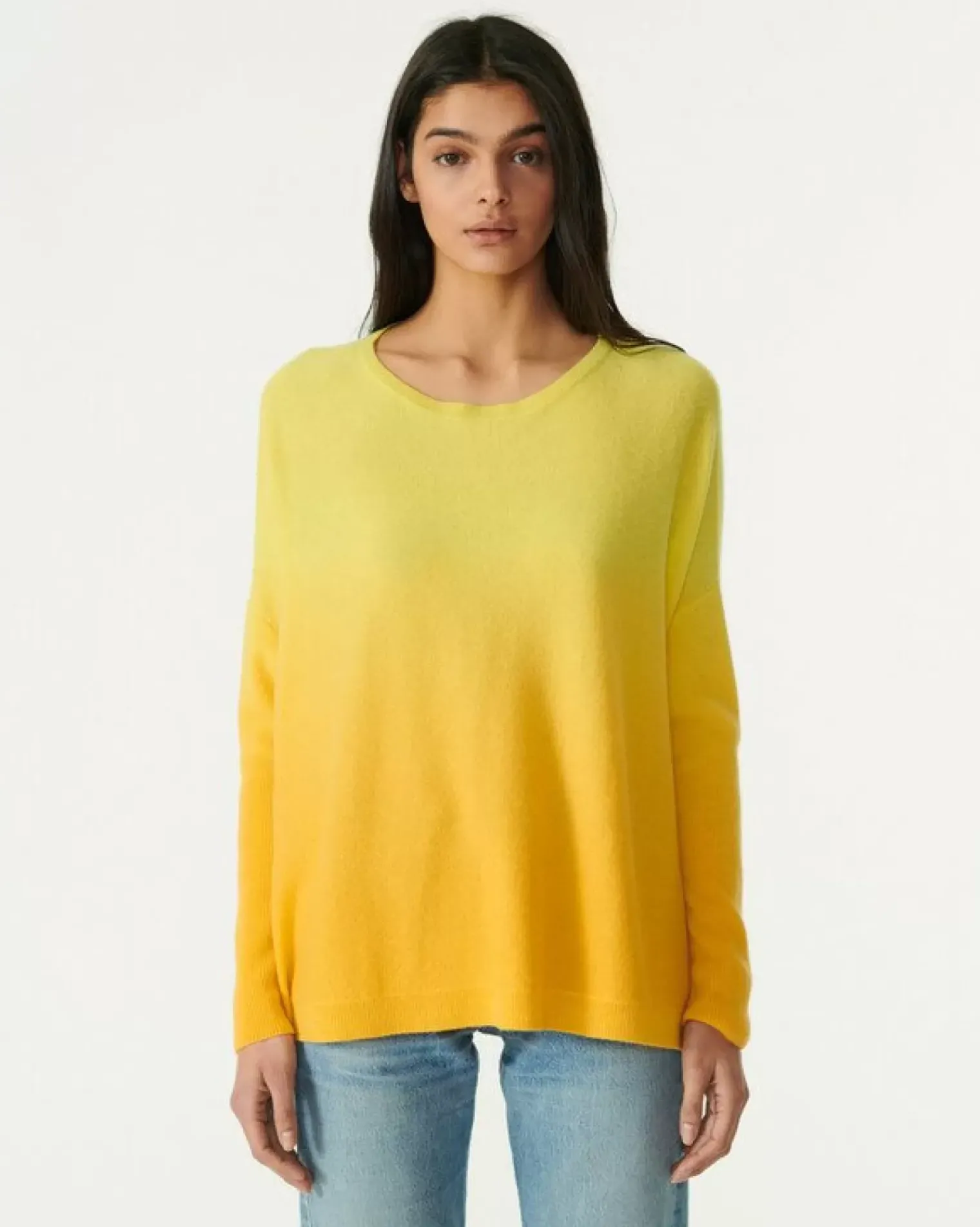 Kujten Sweaters & Sweatshirts>Oversize Boat Neck Cashmere Sweater Jaune Fluo