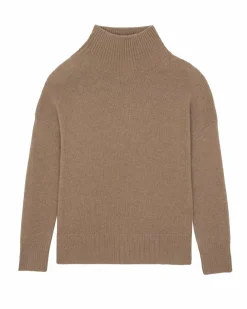 Kujten Sweaters & Sweatshirts>Oversize Funnel Neck Cashmere Sweater Camelo