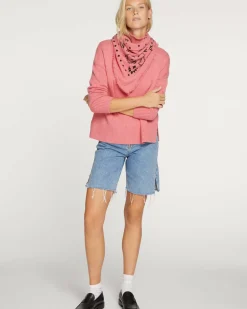 Kujten Sweaters & Sweatshirts>Oversize Funnel Neck Cashmere Sweater Rose Chine