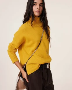 Kujten Sweaters & Sweatshirts>Oversize Funnel Neck Cashmere Sweater, 8-Threads Jaune Safran