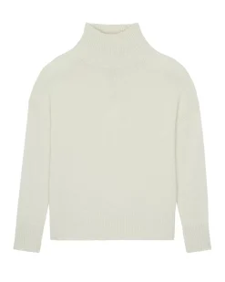 Kujten Sweaters & Sweatshirts>Oversize Funnel Neck Cashmere Sweater Blanc Vintage