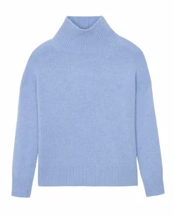 Kujten Sweaters & Sweatshirts>Oversize Funnel Neck Cashmere Sweater Bleu Jeans