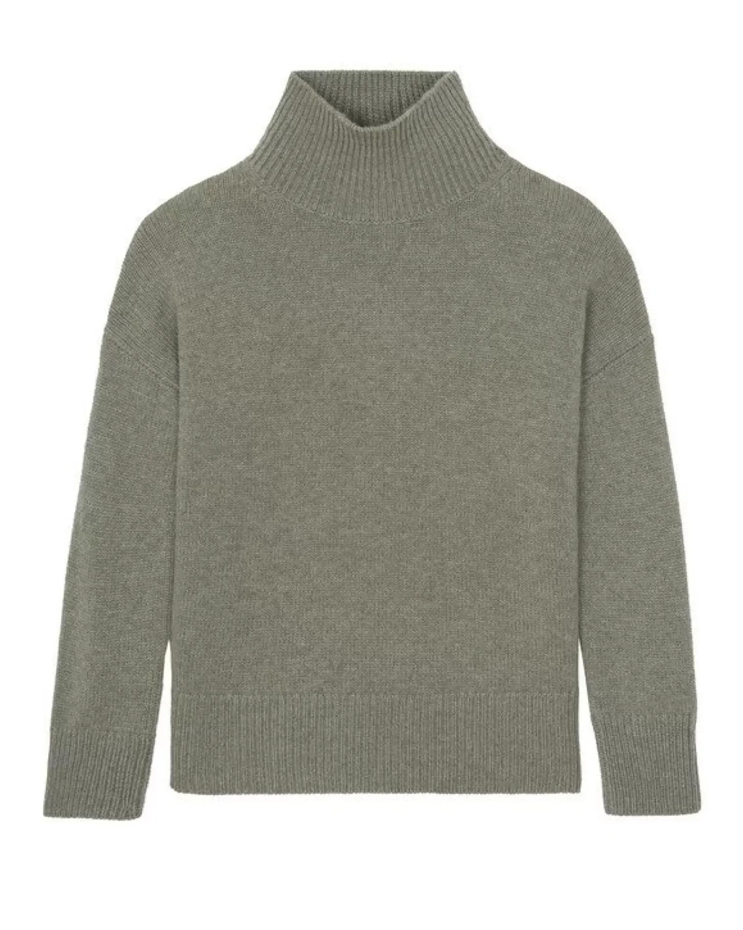 Kujten Sweaters & Sweatshirts>Oversize Funnel Neck Cashmere Sweater Kaki Chine