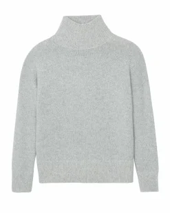 Kujten Sweaters & Sweatshirts>Oversize Funnel Neck Cashmere Sweater Gris Mouline