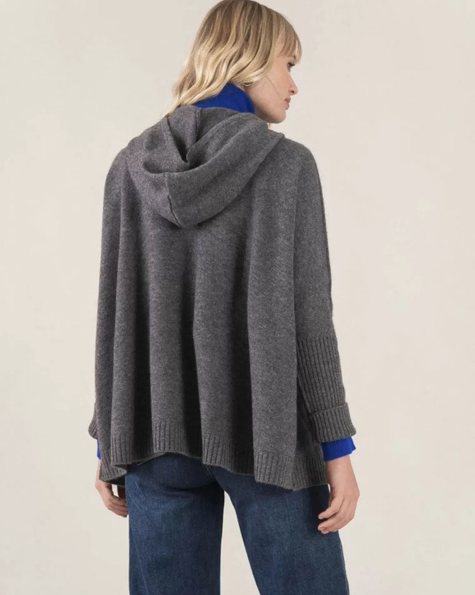 Kujten Hoodies>Oversize Round Neck Cashmere Sweatshirt Gris Flanelle