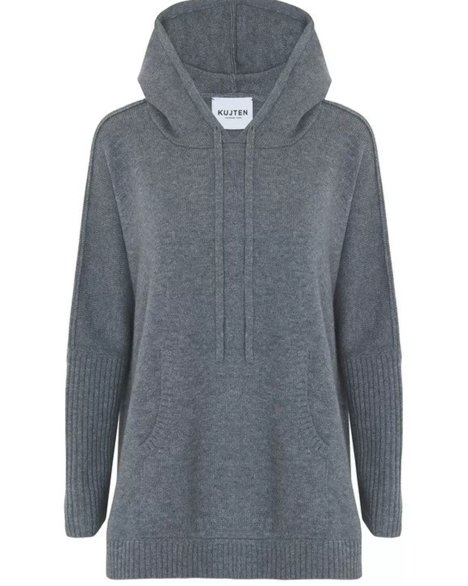 Kujten Hoodies>Oversize Round Neck Cashmere Sweatshirt Gris Flanelle