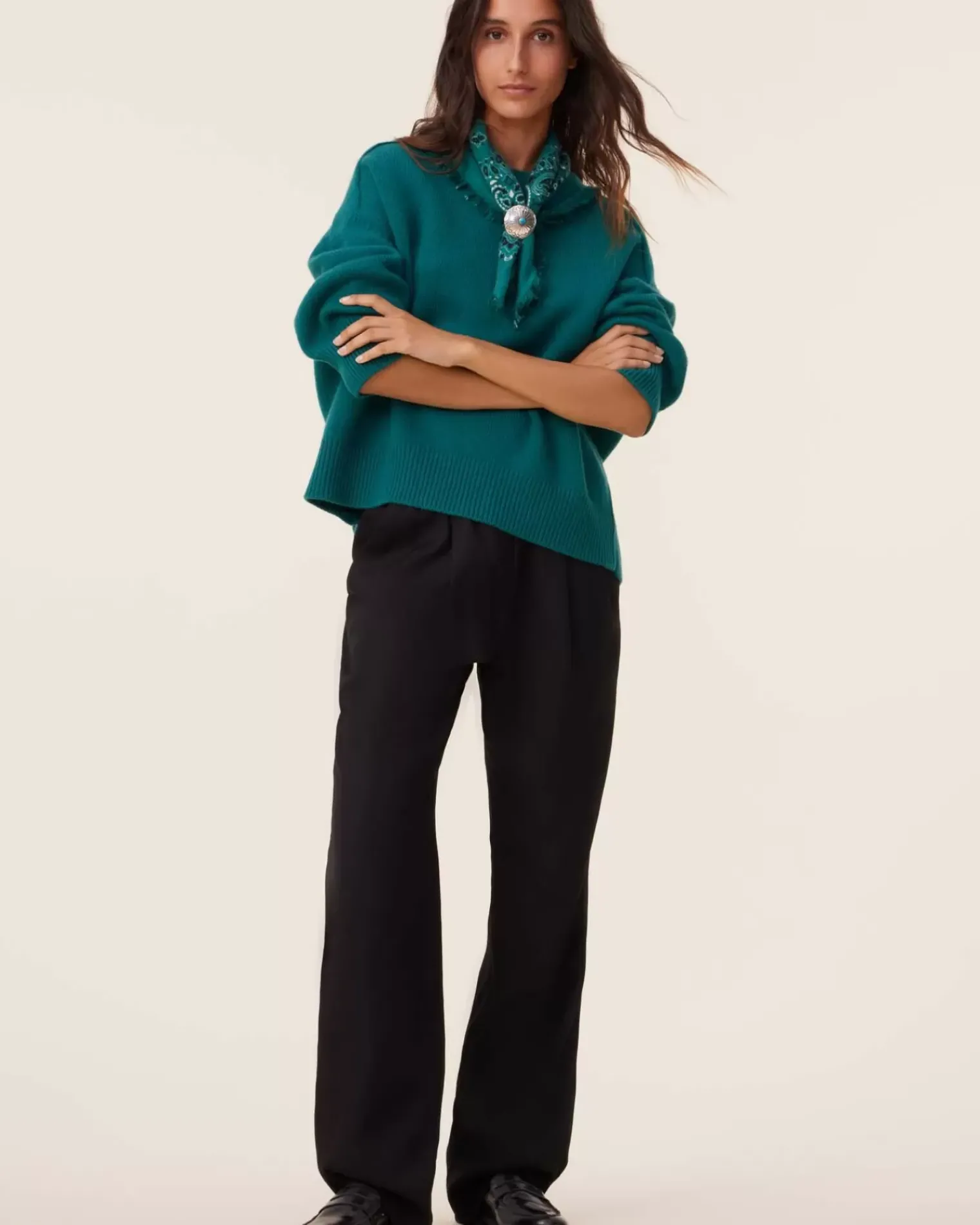 Kujten Sweaters & Sweatshirts>Oversize Round Neck Cashmere Sweater, 8-Threads Vert Perroquet