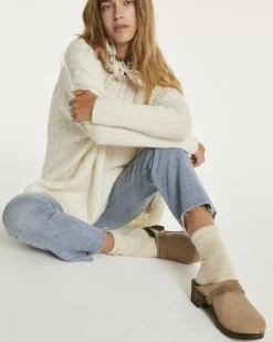 Kujten Capes & Ponchos>Oversize Round Neck Cashmere Poncho Blanc